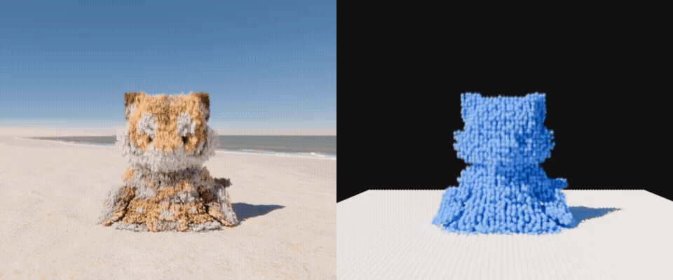 Granular mesh and particle dynamics comparison